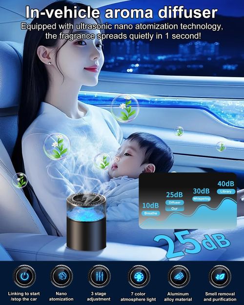 💎💎💎Car Air Freshener, Smart Car Air Freshener Diffuser, Auto On Off Air Diffuser with Three Adjustable Modes, RGB Music Syncing Light, for Men,Father,Husband