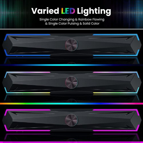 💎💎💎Bluetooth Computer Speakers for Desktop Computers, Flowing LED Computer Speakers with Clear Sound, Suitable for Desktop Computer Monitors, Bluetooth and USB Input