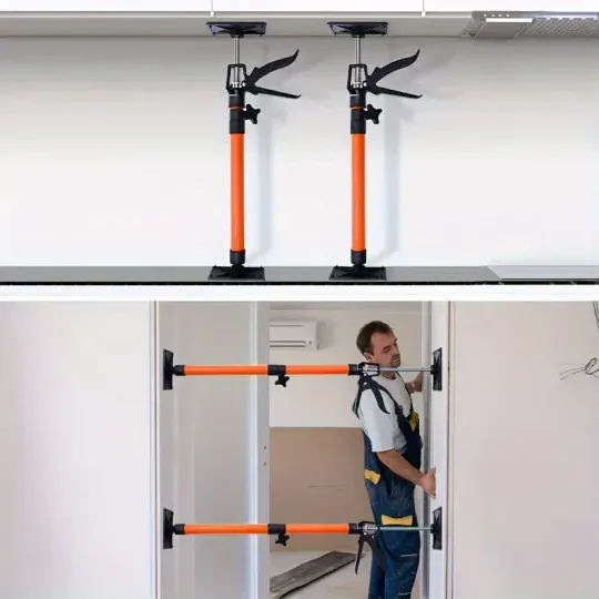 🔥🔥🔥 2 Pcs Adjustable Telescopic Support Rod System - Quick 3rd Hand for Cabinet Jack, Alloy Steel Construction, 115-290cm Extendable Length, Sturdy and Durable, Easy to Use and Install