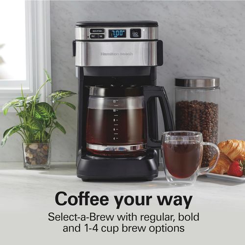 💎💎💎Hamilton Beach Programmable Drip Coffee Maker, 12 Cup, Front Access Easy Fill, Pause and Serve, 3 Brewing Options