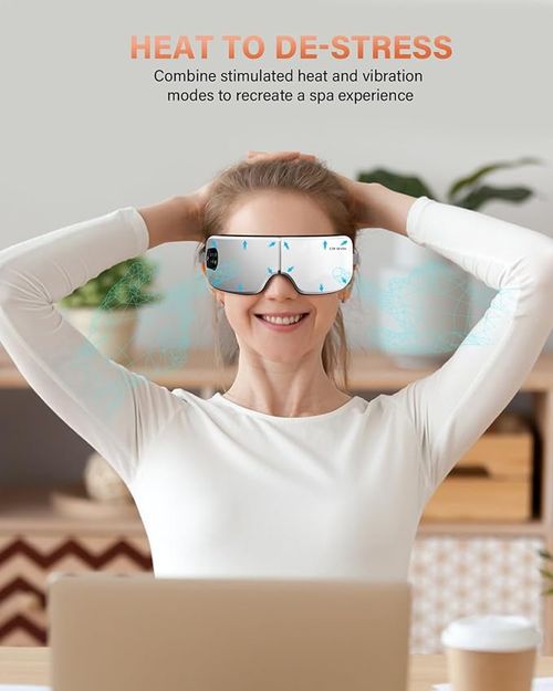 💎💎💎Eye Massager, 7 Massage Modes, Heating, Vibration and Bluetooth Music, Eye Care Gift, Relaxation, Reduce Fatigue, for Women, Men, Friends, Mom and Dad, White
