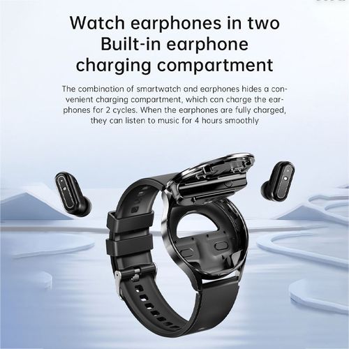 🔥🔥🔥Smartwatch with wireless earbuds, health monitoring, waterproof, smart and fashionable two-in-one TWS smartwatch