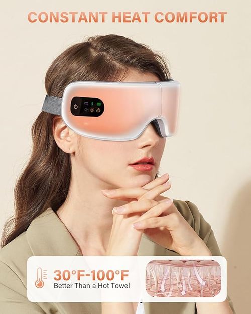 💎💎💎Eye Massager, 7 Massage Modes, Heating, Vibration and Bluetooth Music, Eye Care Gift, Relaxation, Reduce Fatigue, for Women, Men, Friends, Mom and Dad, White