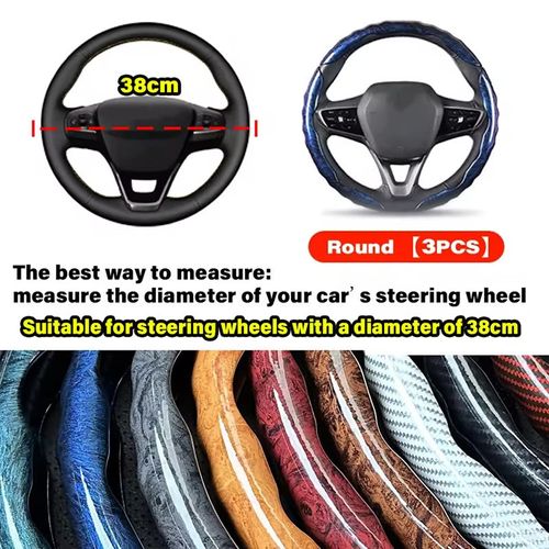 🔥🔥🔥2-3PCS Laser Carbon Fiber Silicone Car Steering Wheel Cover 1K Micro Fiber Leather PVC Wheel Booster Cover Non-Slip Universal