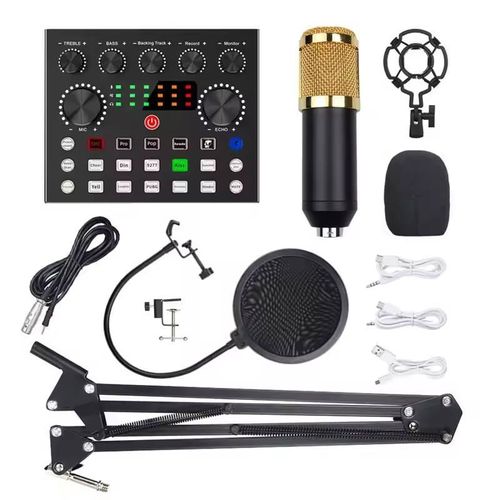 🔥🔥🔥Podcast Equipment Bundle, V8s Audio Interface with All in One Live Sound Card and BM800 Condenser Microphone, Podcast Microphone, Perfect for Recording, Live Streaming