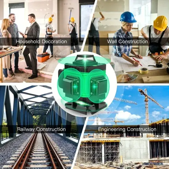 🔥🔥🔥8 Lines 4D Laser Level - 360° Self-Leveling Rotary Cross Line Measure with 2 Batteries for Accurate Distance and Angle Measurements