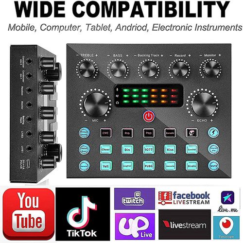 🔥🔥🔥Podcast Equipment Bundle, V8s Audio Interface with All in One Live Sound Card and BM800 Condenser Microphone, Podcast Microphone, Perfect for Recording, Live Streaming