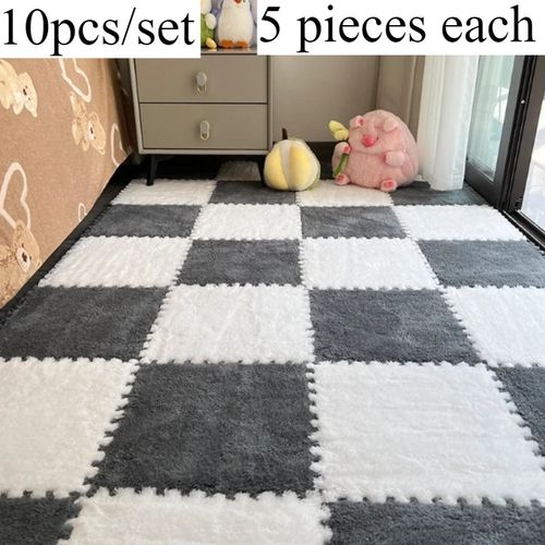💥💥💥10pcs—set Bedside Fuzzy Carpet Full-Floor Foam Interlocking Bedroom Carpet Cuttable Modular Carpet Pad for Home Decor