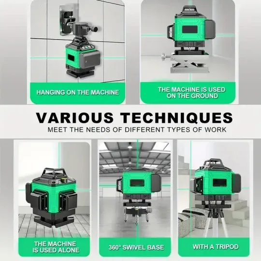 🔥🔥🔥8 Lines 4D Laser Level - 360° Self-Leveling Rotary Cross Line Measure with 2 Batteries for Accurate Distance and Angle Measurements