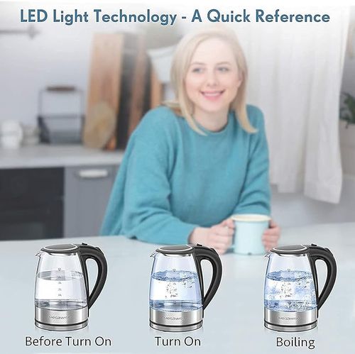 💎💎💎1.8L Healthy Electric Kettle, 1000W Borosilicate Glass Teapot Food Grade Material, Automatic Shutoff and Boil Dry Protection Cordless Kettle Fast Boiling, BPA Free