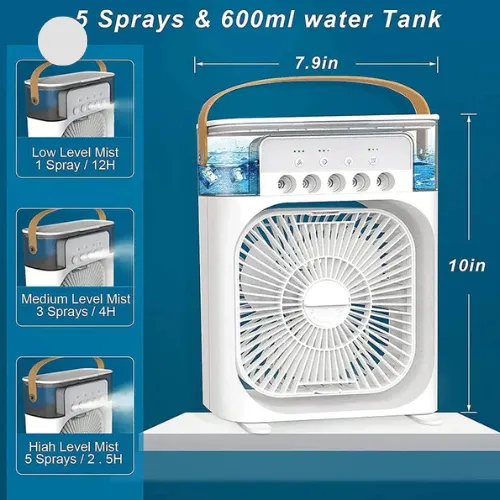 🔥  Five-hole spray fan  Cools down in summer! Wind speed × water mist × colored lights 3-in-1 🌬️💦✨ 复制