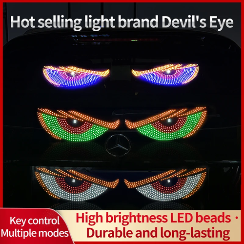 Car Dynamic Devil's Eye LED Warning Light Sticker - Front&Rear Windshield