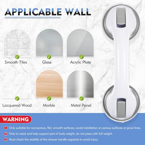 2 PACK Premium Shower Safety Grab Bar – Strong Suction Support for Seniors, Kids & Injured Family Members