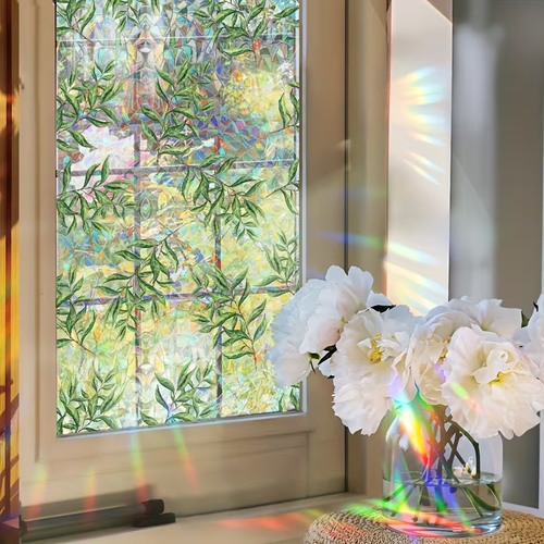 🌿3D Leaf Privacy Window Film — UV & Reusable（23.6 X 78.7 in)