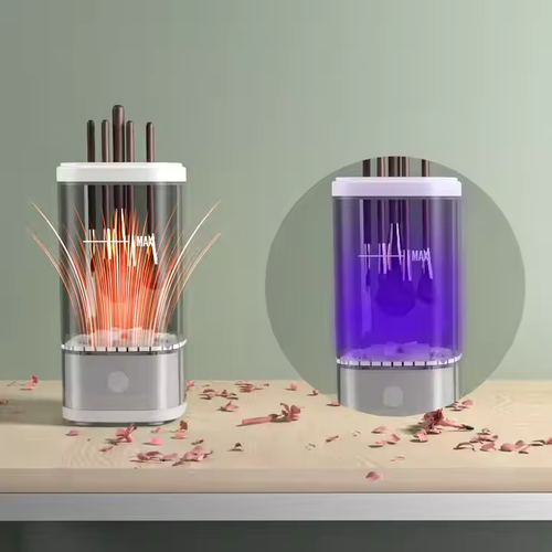 The electric makeup brush cleaner is equipped with drying and disinfection functions