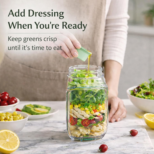 🥗Salad Jar - Salad Pod Mason Jar Side Open