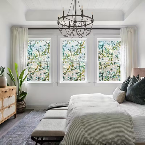 🌿3D Leaf Privacy Window Film — UV & Reusable（23.6 X 78.7 in)