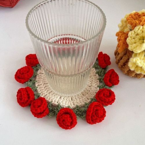 Handmade Rose Coaster Set – Elegant Home Touch 🌹