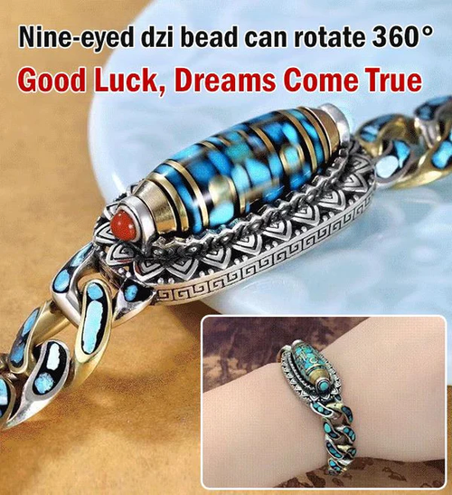 Six-Character Mantra Spinning Dzi Bracelet