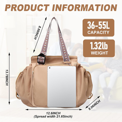 3-in-1 Convertible Large Capacity Tote Bag