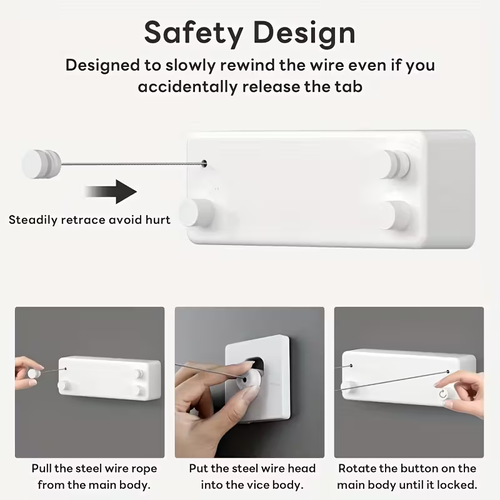 Invisible and retractable clothes drying pole   golden