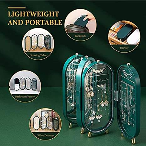 Foldable Luxury Jewelry Organizer – Anti-Tangle Display Case green