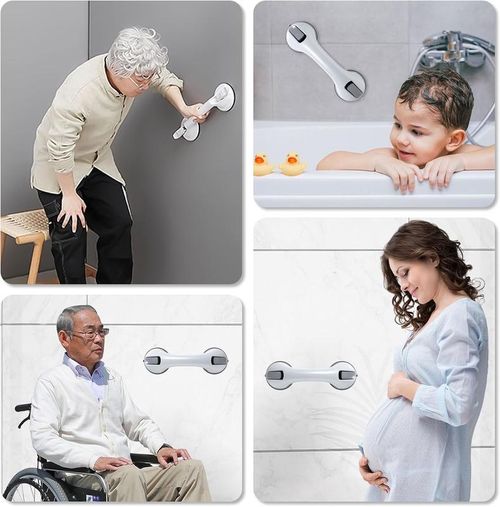 2 PACK Premium Shower Safety Grab Bar – Strong Suction Support for Seniors, Kids & Injured Family Members
