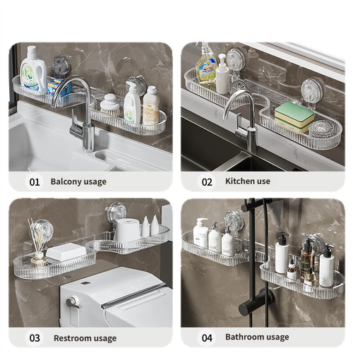 Adjustable Strong Suction Bathroom Storage Rack