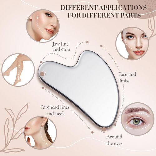2pcs  Stainless Steel Gua Sha Facial Tools Metal Guasha Tool for Face Body Jawline Shaper