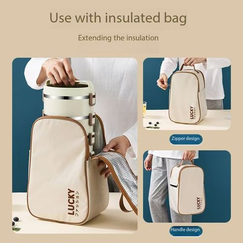 Large Capacity Stainless Steel Lunch Box with Insulated Lunch Bag