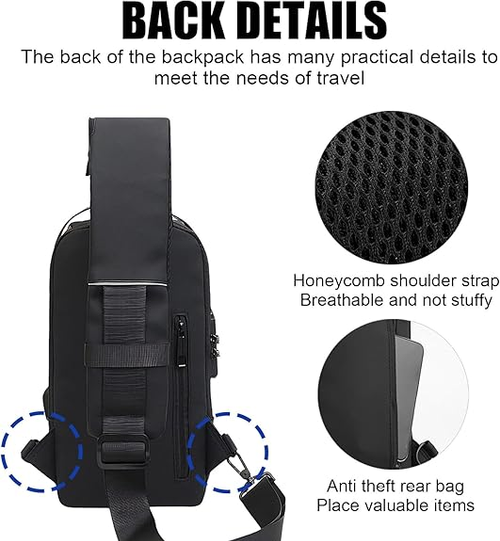 Anti-Theft Waterproof Sling Bag with USB Charging Port