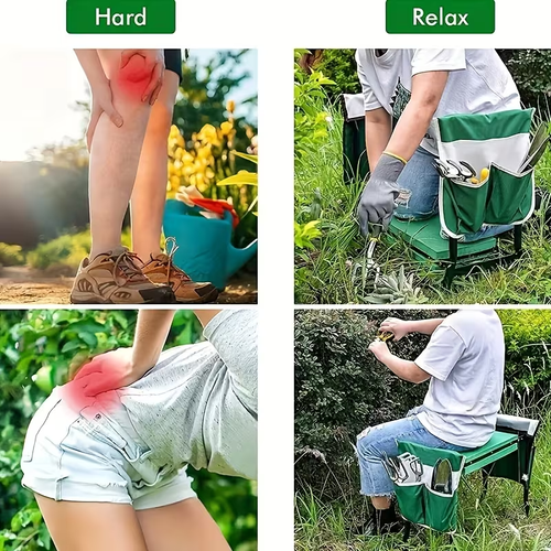2-in-1 Foldable Garden Kneeler and Seat, Foldable Garden Stool