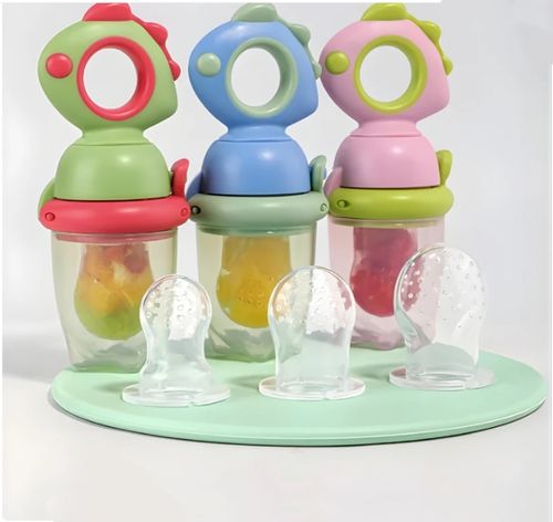 3PCS 🍼Silicone Teething Pacifier With Mesh Cover Fruit Feeder