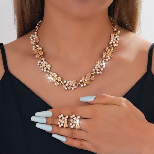 Vintage Fashion European and American Style Imitation Pearl Necklace Set - Perfect Gift for Wife, Family, or Girlfriend for Special Occasions