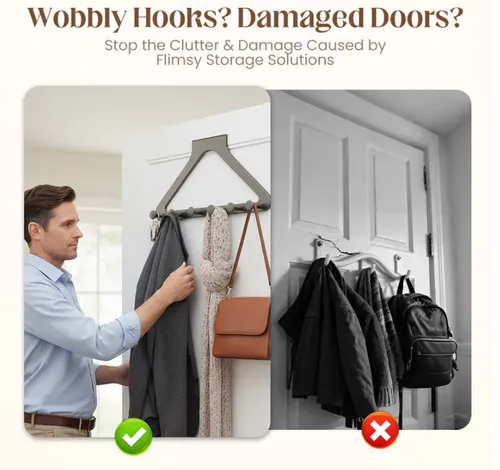 Heavy-Duty No-Drill 6-Hook Door Organizer