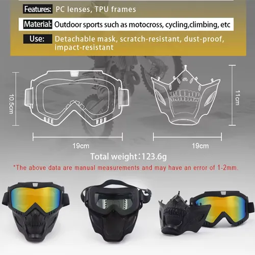 Protective goggles - Dust-proof and scratch-resistant design with detachable parts