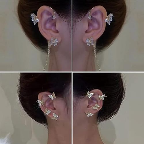 2 Pairs✨🦋 Dainty Gold Butterfly Ear Cuffs  Set& Wraps t – No Piercing Needed