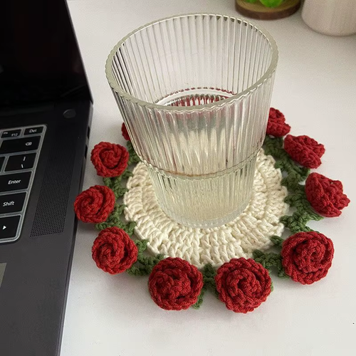 Handmade Rose Coaster Set – Elegant Home Touch 🌹