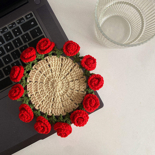 Handmade Rose Coaster Set – Elegant Home Touch 🌹