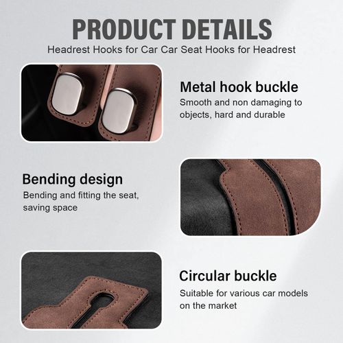 Leather Car Seat Headrest Hook (4PCS)