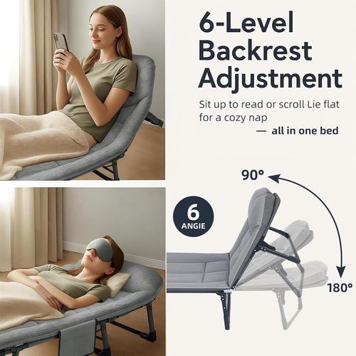 3-in-1 Heavy Duty Folding Bed – Sit, Relax & Sleep 😴