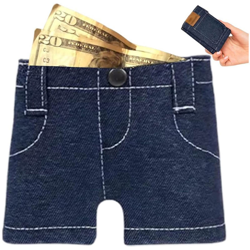 Personalized denim shorts wallet mini wallet foldable creative wallet