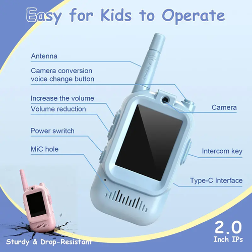 🎥🎉Video Walkie Talkies for Kids 2 Pack  (Blue and Pink)