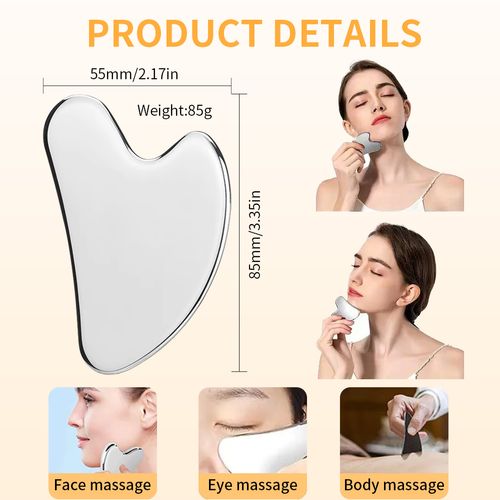 2pcs  Stainless Steel Gua Sha Facial Tools Metal Guasha Tool for Face Body Jawline Shaper