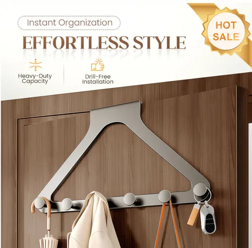 Heavy-Duty No-Drill 6-Hook Door Organizer