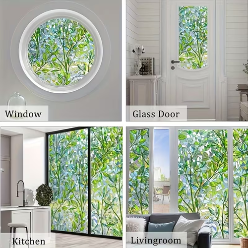 🌿3D Leaf Privacy Window Film — UV & Reusable（23.6 X 78.7 in)