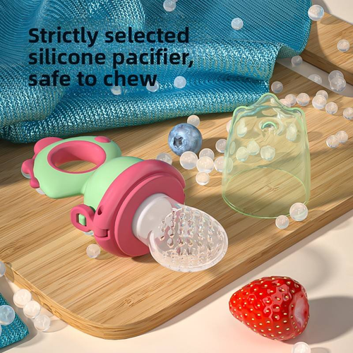 3PCS 🍼Silicone Teething Pacifier With Mesh Cover Fruit Feeder