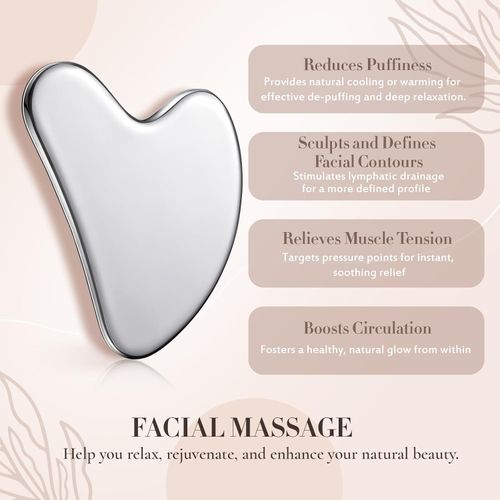 2pcs  Stainless Steel Gua Sha Facial Tools Metal Guasha Tool for Face Body Jawline Shaper