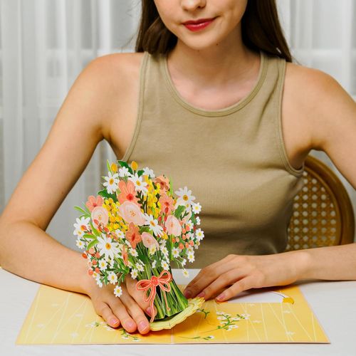💐3D Flower Bouquet Pop Up Card – 2-in-1 Beautiful Keepsake