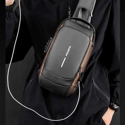 Anti-Theft Waterproof Sling Bag with USB Charging Port